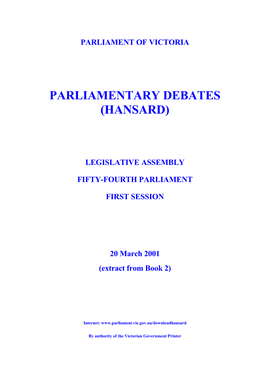 Assembly Parlynet Extract 20 March 2001 from Book 2