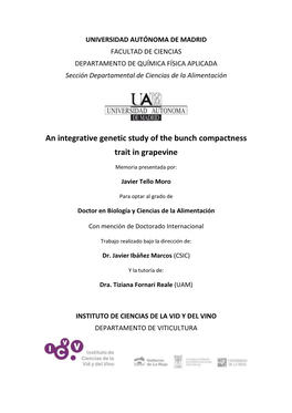 An Integrative Genetic Study of the Bunch Compactness Trait in Grapevine