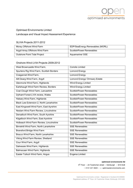 Optimised Environments Limited Landscape and Visual Impact Assessment Experience