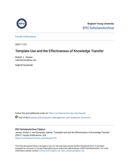 Template Use and the Effectiveness of Knowledge Transfer