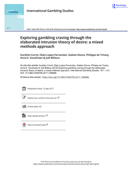 Exploring Gambling Craving Through the Elaborated Intrusion Theory of Desire: a Mixed Methods Approach