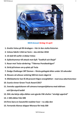NEVS-Brevet Lördag 15 April 1. Grattis Volvo På 90-Årsdagen – Här Är Den