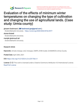 Evaluation of the Effects of Minimum Winter Temperatures on Changing the Type of Cultivation and Changing the Use of Agricultural Lands