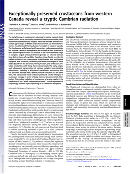 Exceptionally Preserved Crustaceans from Western Canada Reveal a Cryptic Cambrian Radiation