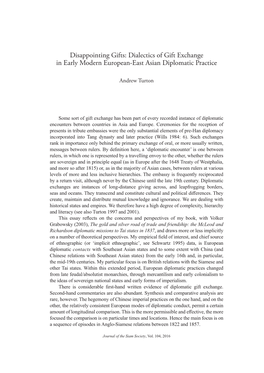 Dialectics of Gift Exchange in Early Modern European-East Asian Diplomatic Practice