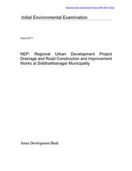 Initial Environmental Examination: Drainage and Road Construction