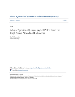 A New Species of Luzula and of Phlox from the High Sierra Nevada of California Carl W