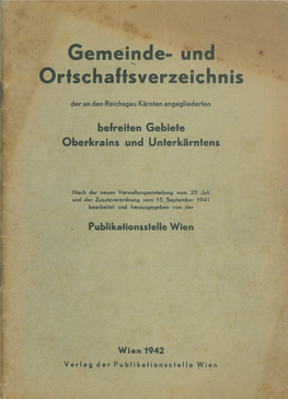 Gemeinde- Und Ortschaffsverzeichnis