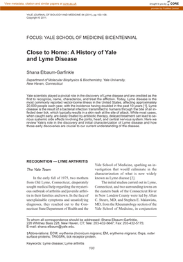 A History of Yale and Lyme Disease