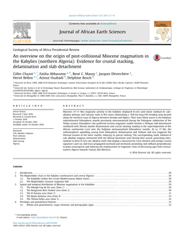 An Overview on the Origin of Post-Collisional Miocene Magmatism in the Kabylies (Northern Algeria): Evidence for Crustal Stacking, Delamination and Slab Detachment