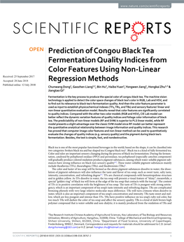 Prediction of Congou Black Tea Fermentation Quality