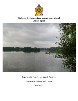 Fisheries Development and Management Plan of Chilaw Lagoon