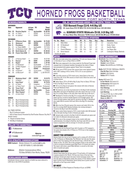 Horned Frogs Basketball Fort Worth, Texas Schedule/Results Feb