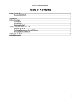 Cisco − Setting up Macip Table of Contents