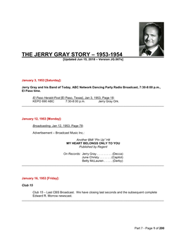 THE JERRY GRAY STORY – 1953-1954 [Updated Jun 15, 2018 – Version JG.007E]