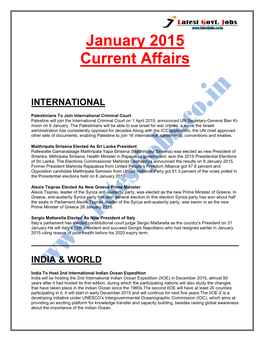 January 2015 Current Affairs