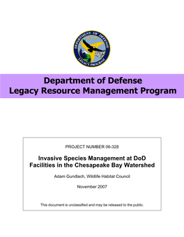 Invasive Species Guidebook for Department of Defense Installations in the Chesapeake Bay Watershed