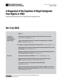 A Reappraisal of the Expulsion of Illegal Immigrants from Nigeria in 1983 Daouda Gary-Tounkara, CNRS, Paris, and LAM, Sciences Po, Bordeaux, France