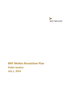 BNY Mellon Resolution Plan Public Section July 1, 2014