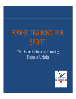 With Examples from the Throwing E T I Athl Ti Events in Athletics