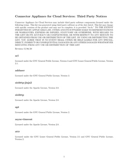 Connector Appliance for Cloud Services: Third Party Notices