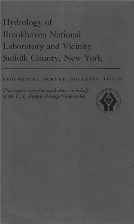 Hydrology of Brookhaven National Laboratory and Vicinity Suffolk County, New York