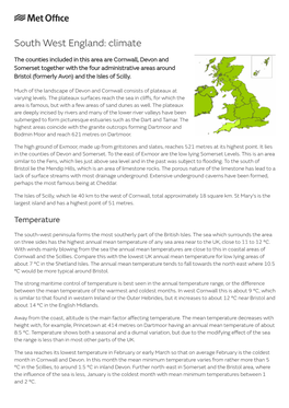 South West England: Climate