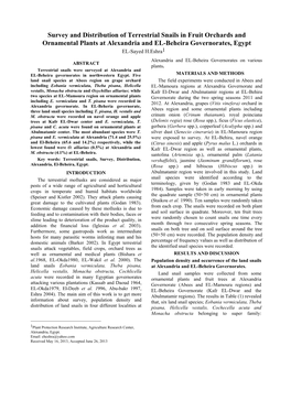 Survey and Distribution of Terrestrial Snails in Fruit Orchards And