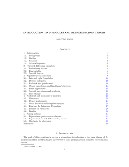 Introduction to D-Modules and Representation Theory