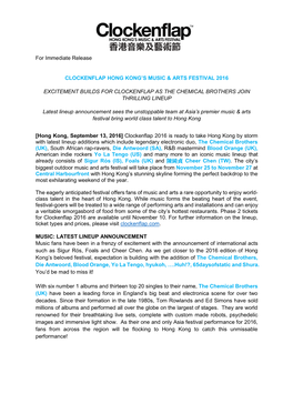 For Immediate Release CLOCKENFLAP HONG KONG's