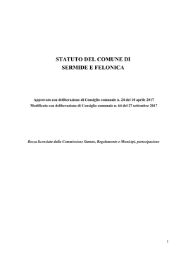 Statuto Del Comune Di Sermide E Felonica