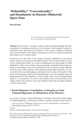 “Conventionality,” and Simultaneity in Einstein–Minkowski Space-Time