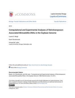 Computational and Experimental Analyses of Retrotransposon- Associated Minisatellite Dnas in the Soybean Genome