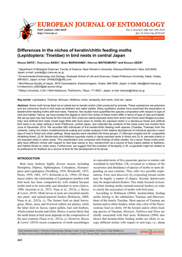 Differences in the Niches of Keratin/Chitin Feeding Moths (Lepidoptera: Tineidae) in Bird Nests in Central Japan