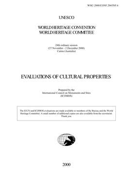 Evaluations of Cultural Properties