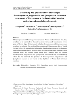 Confirming the Presence of Two Brown Algae Stoechospermum