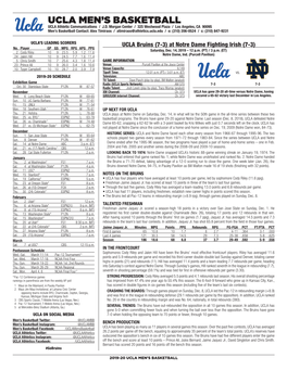 UCLA Men's Basketball UCLA’Sucla SEASON/Careerseason/Career Statistics (As of Dec 09, STATS 2019) 2019-20All Gamesroster