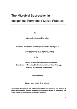 The Microbial Succession in Indigenous Fermented Maize Products