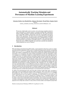 Automatically Tracking Metadata and Provenance of Machine Learning Experiments