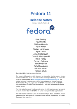 Fedora 11 Release Notes Release Notes for Fedora 11