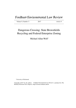 State Brownfields Recycling and Federal Enterprise Zoning