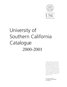 University of Southern California Catalogue 2000-2001