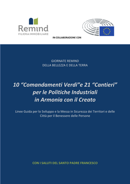 10 “Comandamenti Verdi”E 21 “Cantieri” Per Le Politiche Industriali in Armonia Con Il Creato