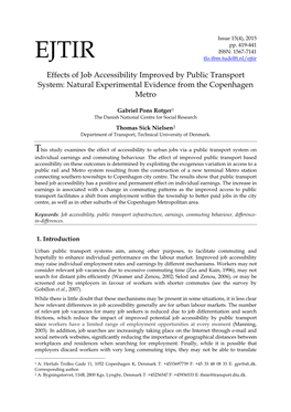 Natural Experimental Evidence from the Copenhagen Metro