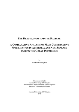 A Comparative Analysis of Mass Conservative Mobilisation in Australia and New Zealand During the Great Depression