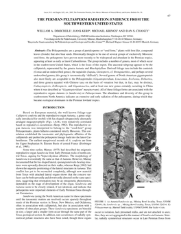 The Permian Peltasperm Radiation: Evidence from the Southwestern United States