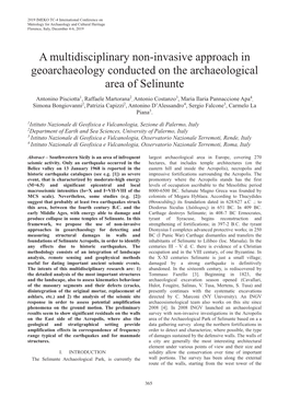 A Multidisciplinary Non-Invasive Approach in Geoarchaeology Conducted on the Archaeological Area of Selinunte