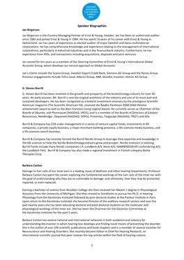 Speaker Biographies Jan Birgerson Jan Birgerson Is the Country Managing Partner of Ernst & Young, Sweden