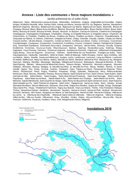 Liste Des Communes « Force Majeure Inondations