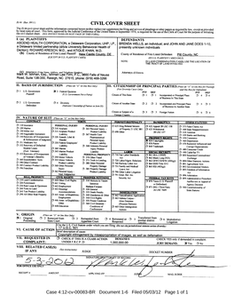 Case 4:12-Cv-00083-BR Document 1-6 Filed 05/03/12 Page 1 of 1 in the UNITED STATES DISTRICT COURT for the EASTERN DISTRICT of NORTH CAROLINA EASTERN DIVISION